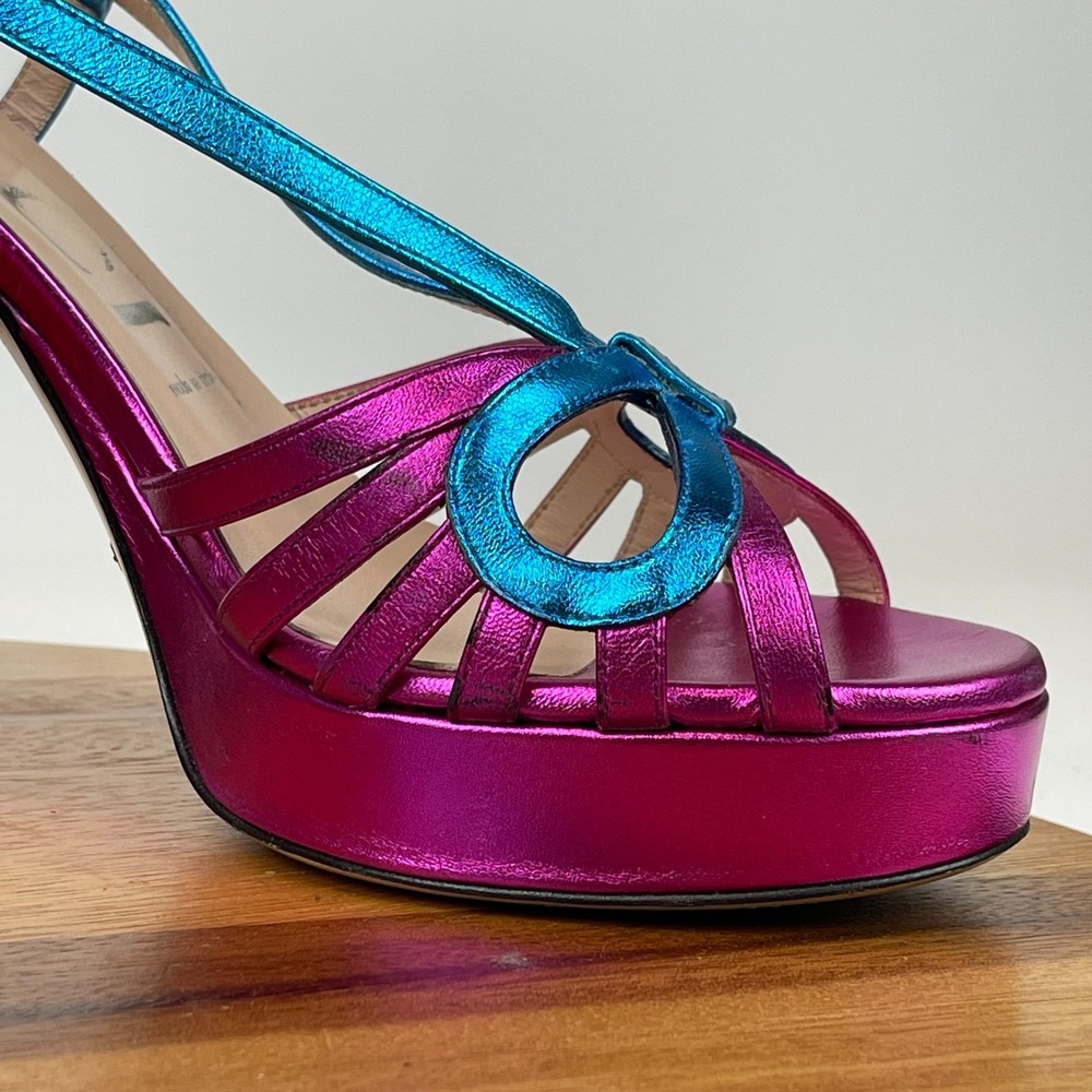 Womens Gucci Holiday 2018 Crystal Zephyra Platform Metallic Heels Size 39 US 9 - Picture 16 of 16